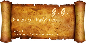 Gergelyi György névjegykártya